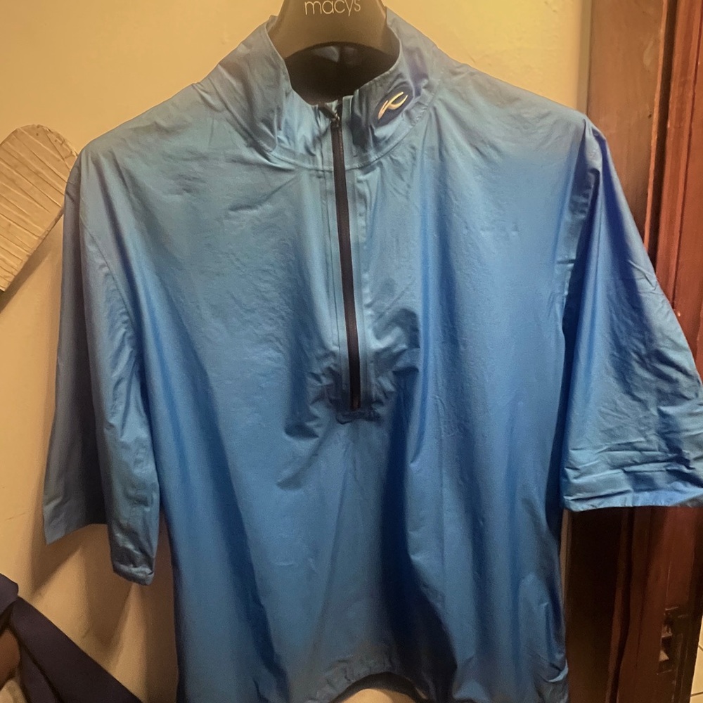 Men's Light Blue Half-Zip Shirt Jacket